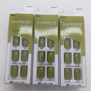 3 Packs Impress Nails “Green Juice” Pink Color Self-adhesive